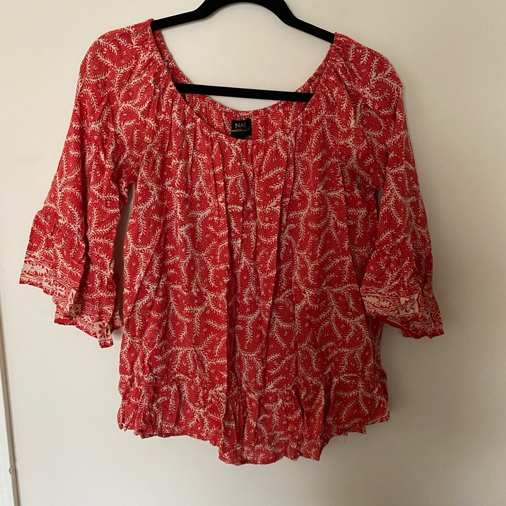 Anthropologie NAT red boho top L